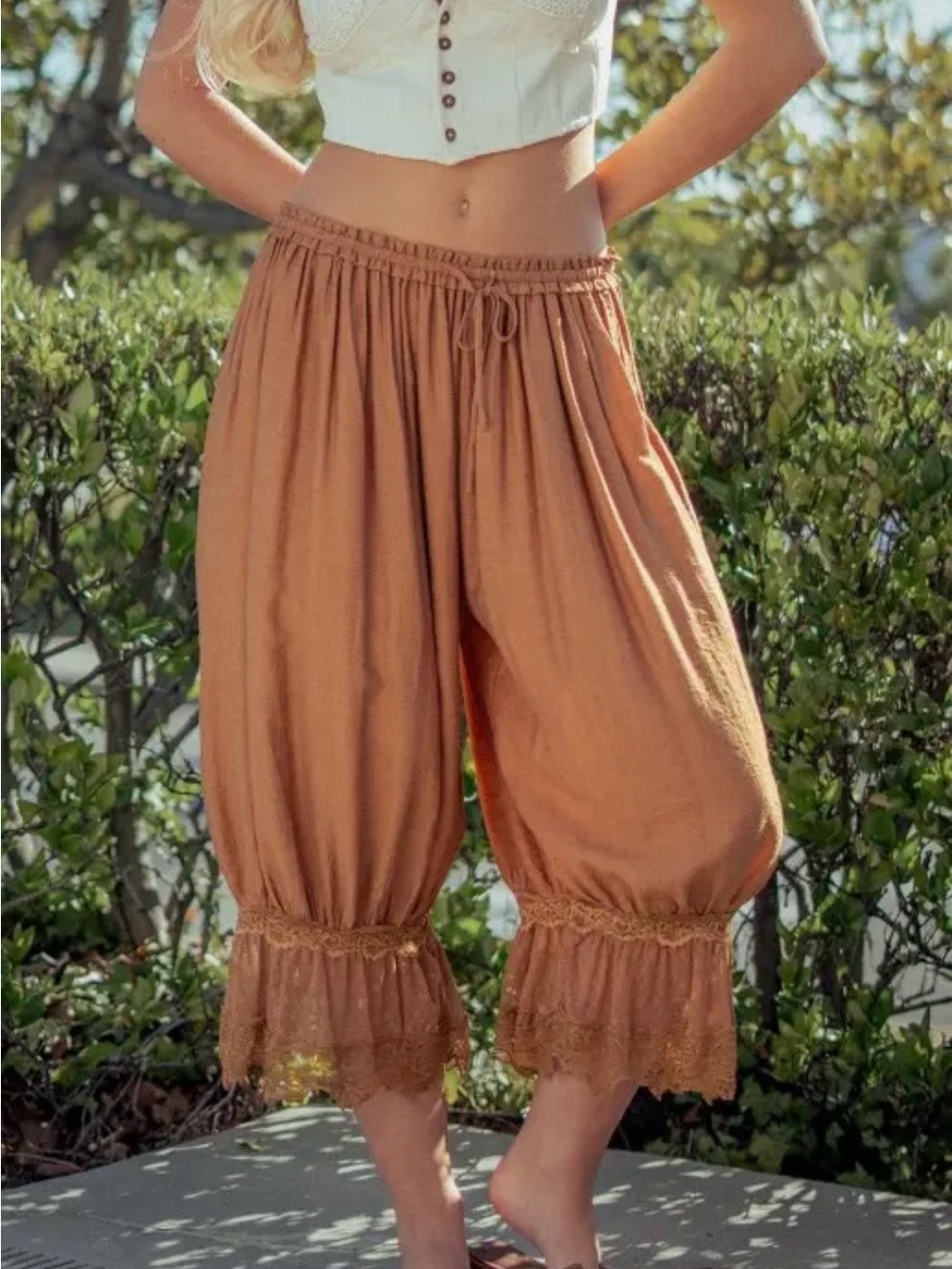 Lace-Trimmed Cropped
Bloomer Pants - Picture 3 of 4